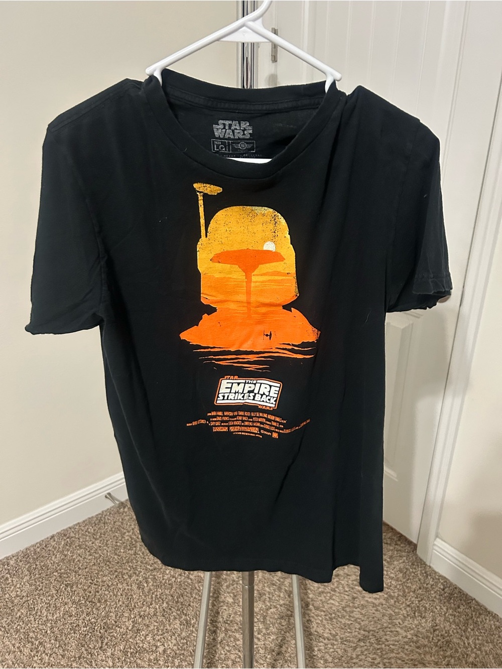 Star Wars Black Short Sleeve Tee with Orange Helmet Graphic